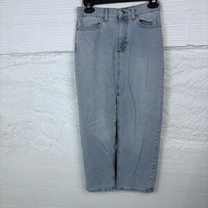 GIANNI BINI cotton retro Light Blue midi fitted slit Denim Skirt size 0